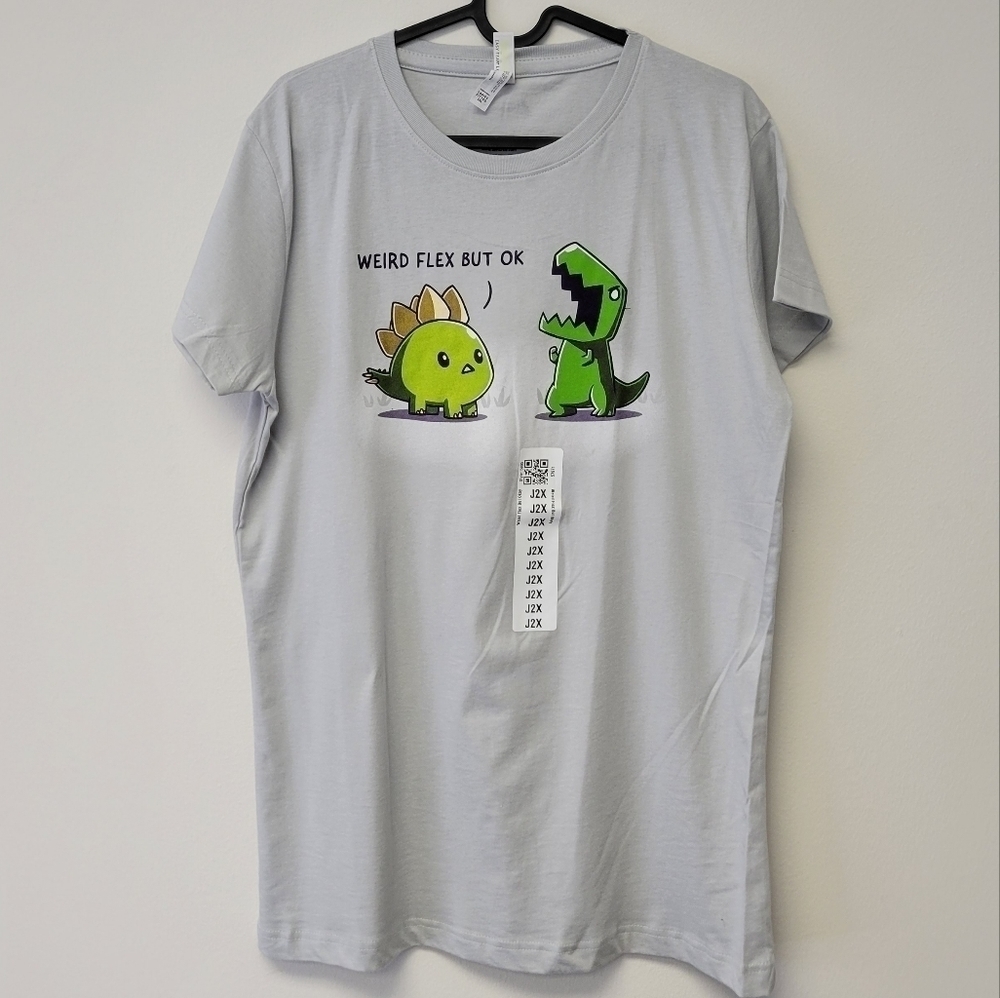 Teeturtle Dinosaur Weird Flex But Okay graphic t-shirt Grey 2XL